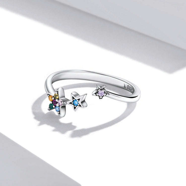 S925 Sterling Silver Star Women Open Ring