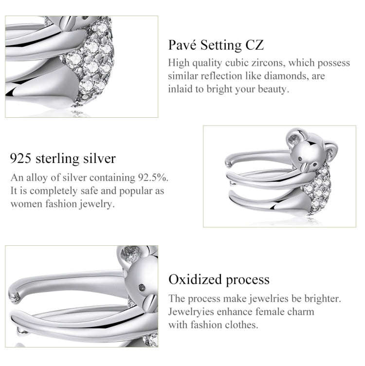 S925 Sterling Silver Koala Ear Bone Clamp Women Earrings