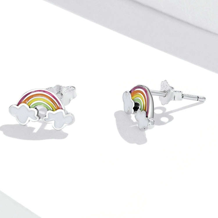S925 Sterling Silver Rainbow Cloud Ear Stud Women Earrings