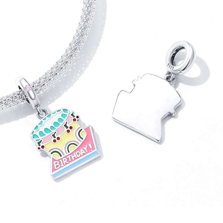 S925 Sterling Silver Cherry Cream Cake Pendant DIY Bracelet Necklace Accessories