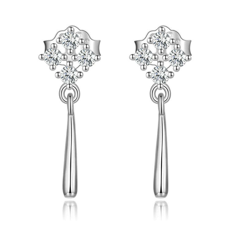 S925 Sterling Silver Bright Ear Stud Women Earrings(Silver)
