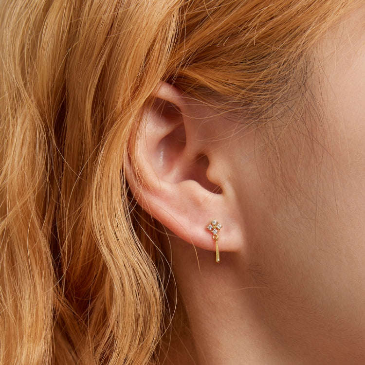 S925 Sterling Silver Bright Ear Stud Women Earrings(Silver)