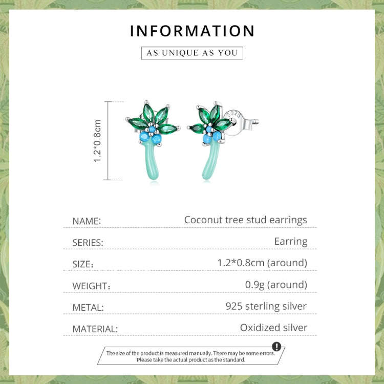 S925 Sterling Silver Coconut Tree Ear Stud Women Earrings