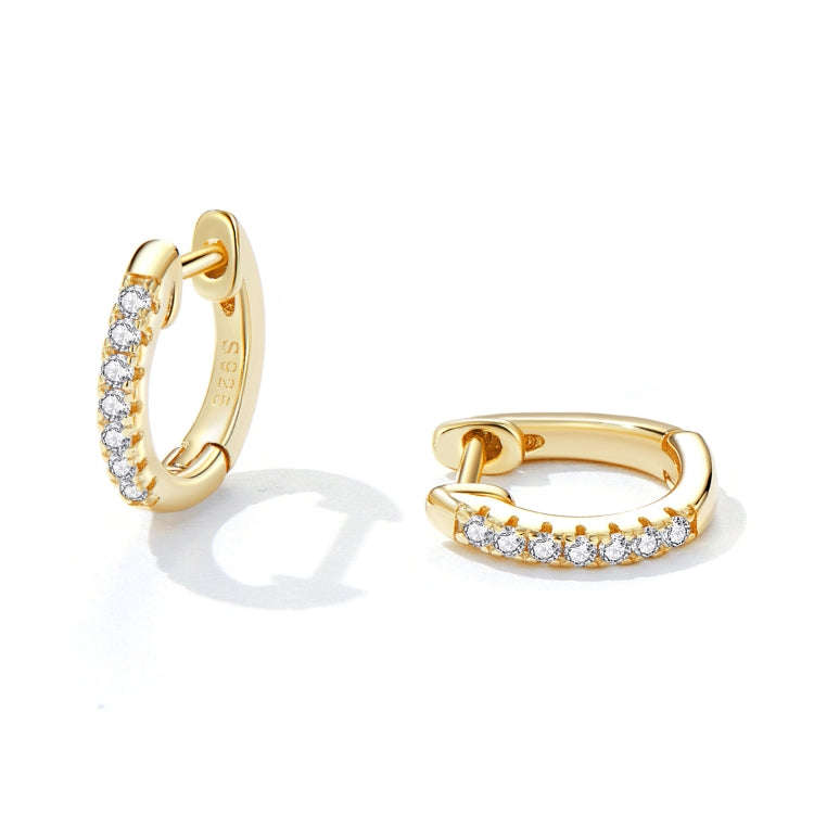 S925 Sterling Silver Simple Ear Buckle Women Earrings, Size:M(Gold)