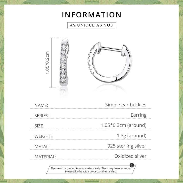 S925 Sterling Silver Simple Ear Buckle Women Earrings, Size:M(Gold)