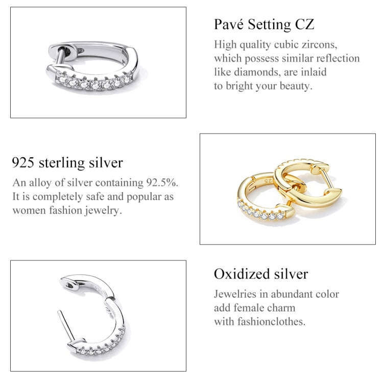 S925 Sterling Silver Simple Ear Buckle Women Earrings, Size:M(Gold)