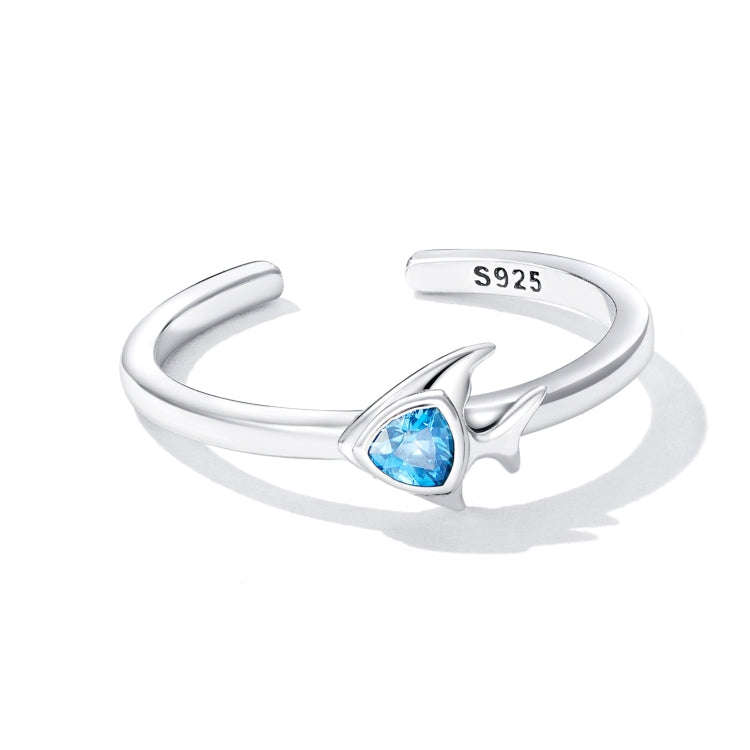 S925 Sterling Silver Creative Fish Women Open Ring