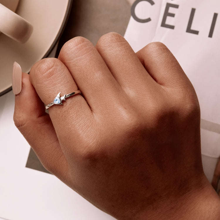 S925 Sterling Silver Creative Fish Women Open Ring