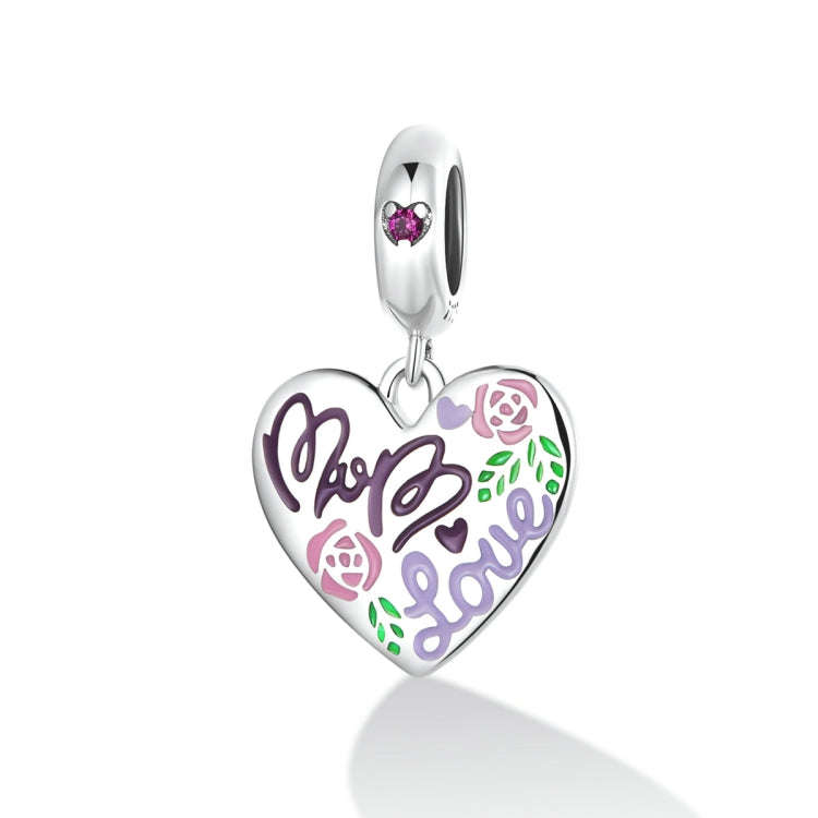 S925 Sterling Silver Colorful Doodle Heart Pendant DIY Bracelet Necklace Accessories