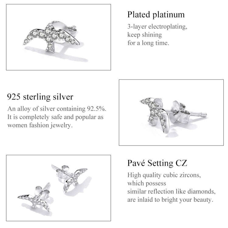S925 Sterling Silver Mini Swallow Ear Stud Women Earrings