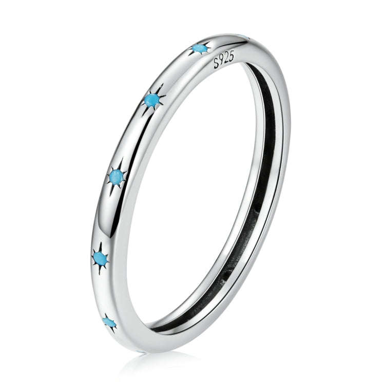 S925 Sterling Silver Star Women Ring, Size:7