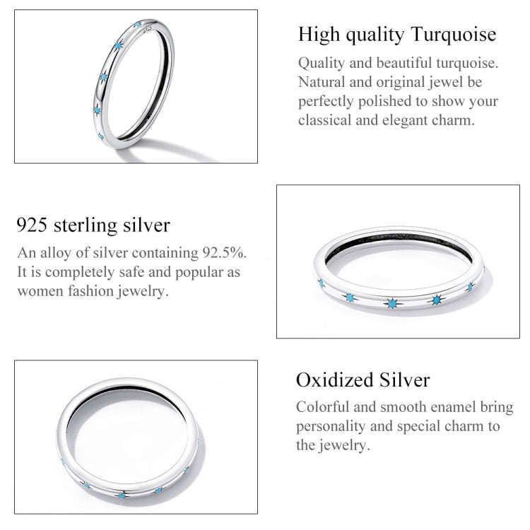 S925 Sterling Silver Star Women Ring, Size:7