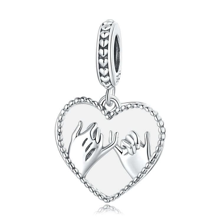 S925 Sterling Silver Heart Hand In Hand Pendant DIY Bracelet Necklace Accessories