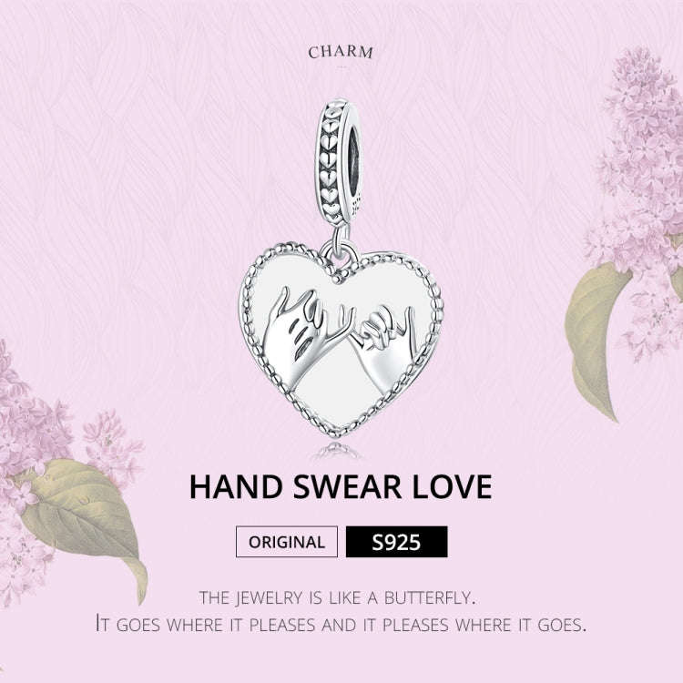 S925 Sterling Silver Heart Hand In Hand Pendant DIY Bracelet Necklace Accessories