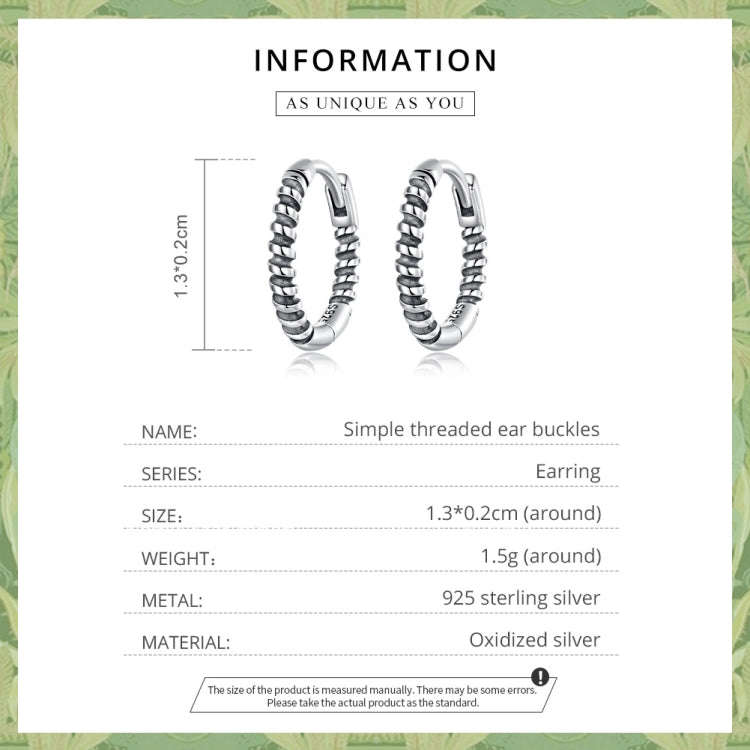 S925 Sterling Silver Thread Ear Buckle Women Earrings