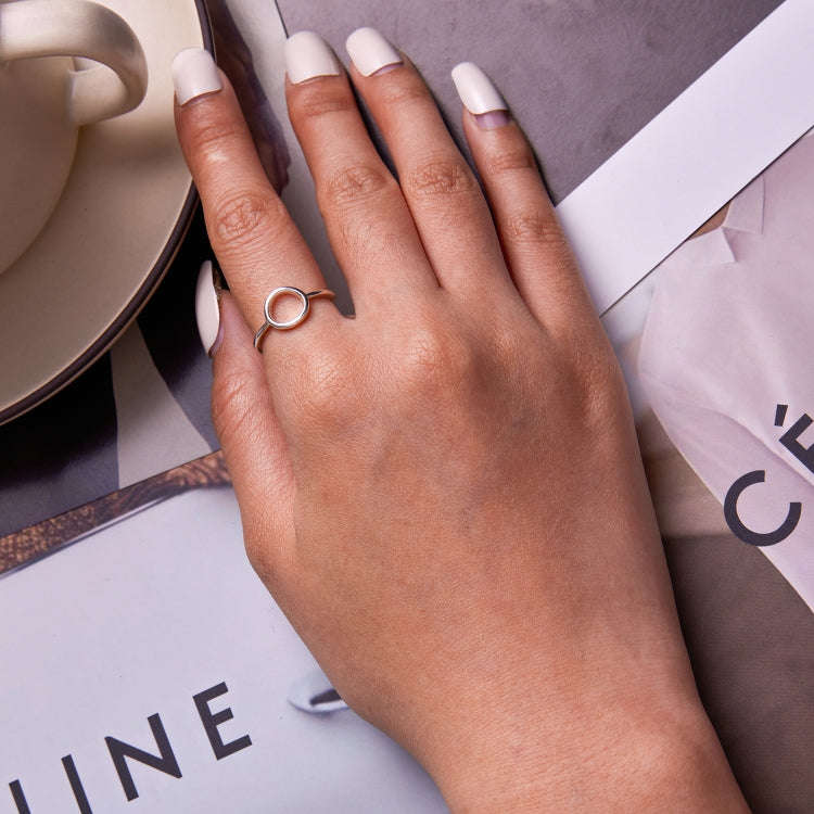 S925 Sterling Silver Simple Ring Women Ring, Size:6