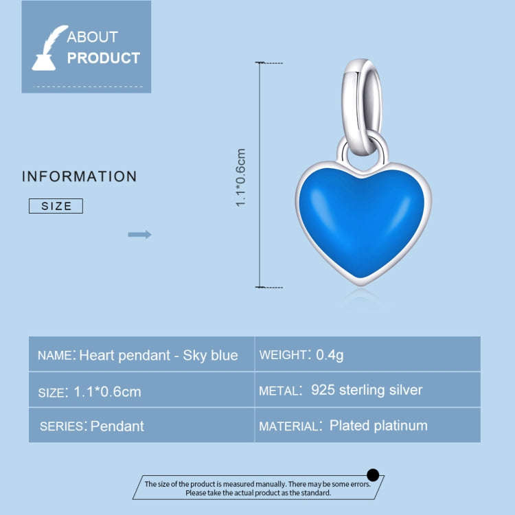 S925 Sterling Silver Heart Pendant DIY Bracelet Necklace Accessories(Green)