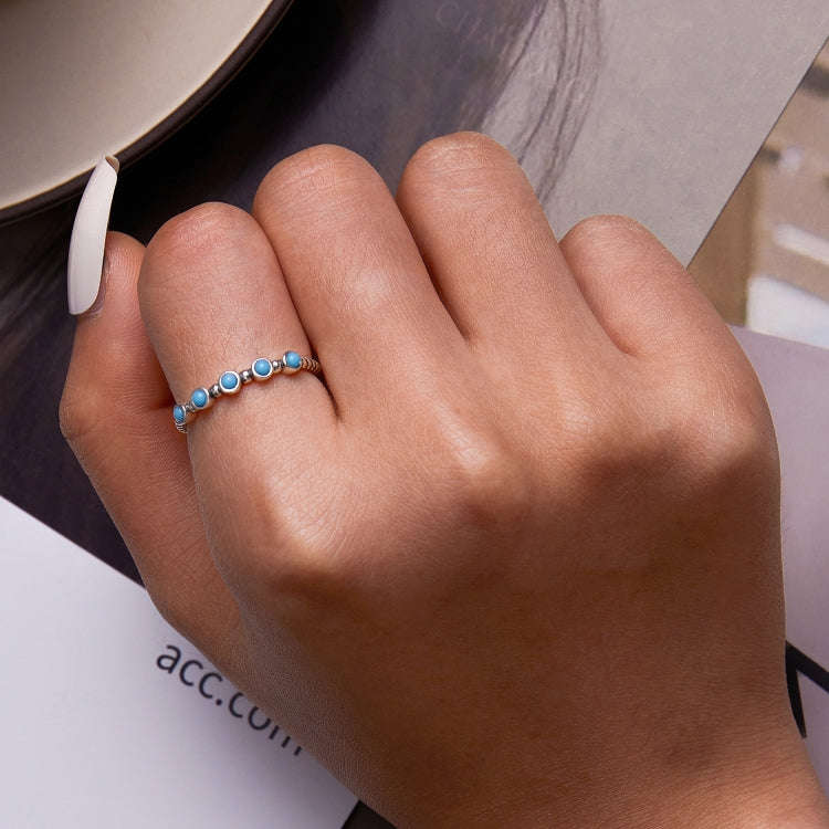 S925 Sterling Silver Turquoise Twist Women Open Ring