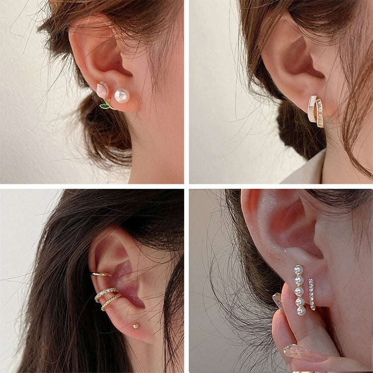 Temperament Ladies Light Luxury Pearl Double Layer Earrings Diamond Earrings, Specification:EH0997