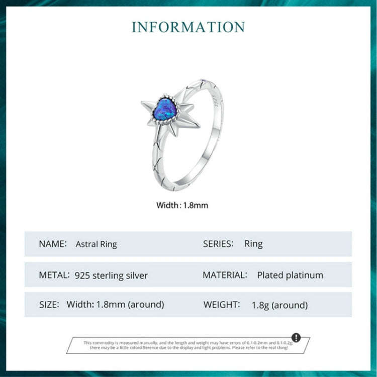 BSR455-7 S925 Sterling Silver  Heart Shape Star Opal Ring Bracelet