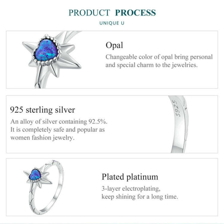 BSR455-7 S925 Sterling Silver  Heart Shape Star Opal Ring Bracelet