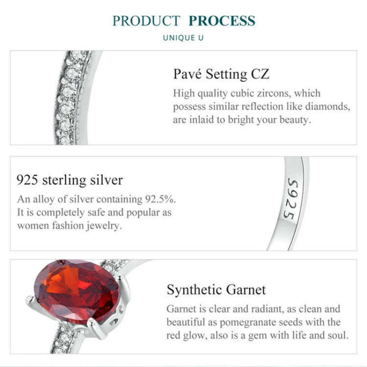 BSR460-6RD S925 Sterling Silver  Zircon Exquisite Pomegranate Ring Hand Decoration