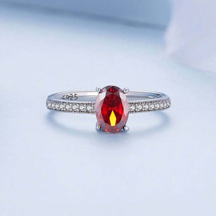 BSR460-6RD S925 Sterling Silver  Zircon Exquisite Pomegranate Ring Hand Decoration