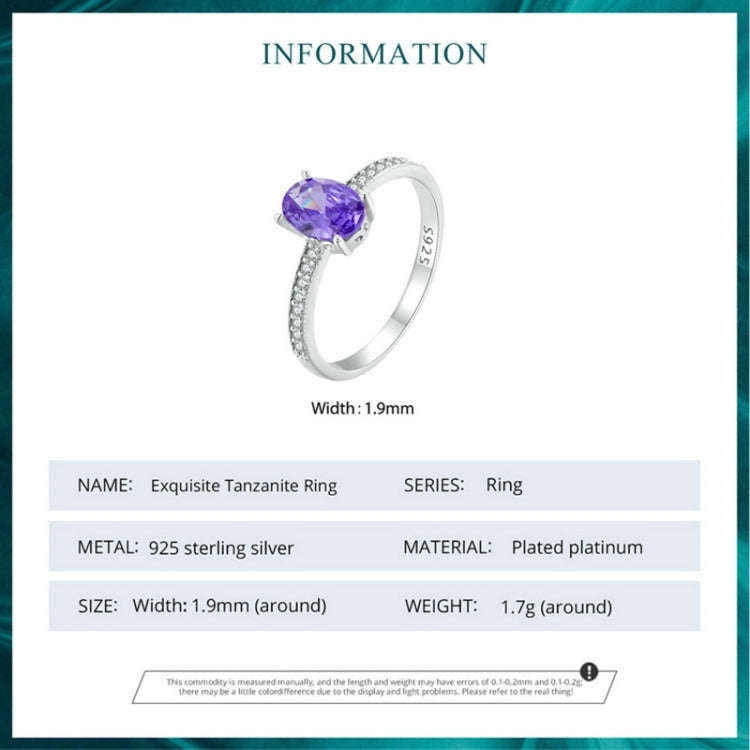 BSR460-6VT S925 Sterling Silver  Exquisite Tanzanite Ring Hand Decoration