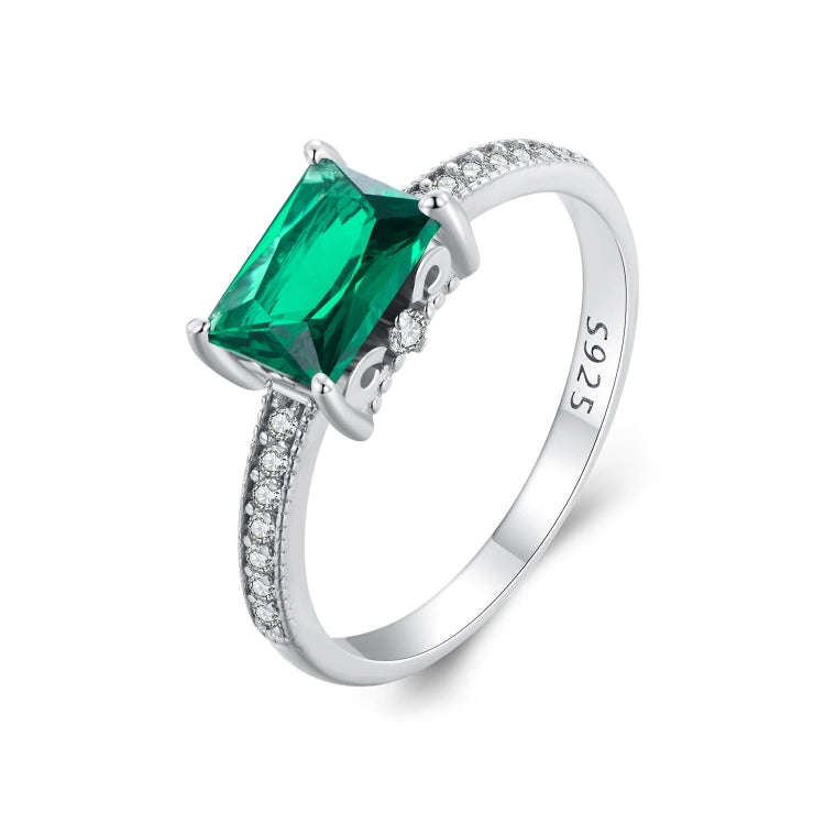 BSR461-7 S925 Sterling Silver  Light Luxury Green Diamond Ring Hand Decoration