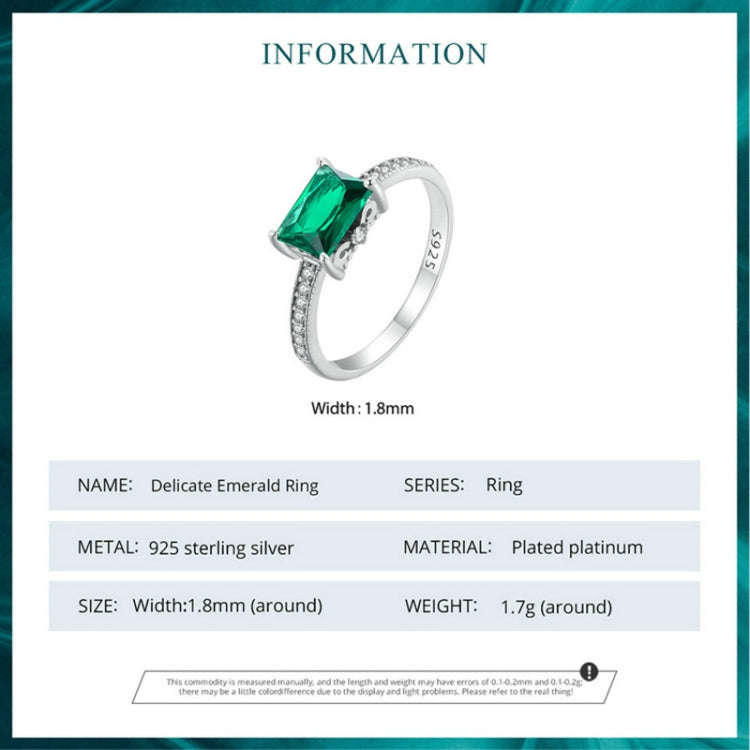 BSR461-8 S925 Sterling Silver  Light Luxury Green Diamond Ring Hand Decoration
