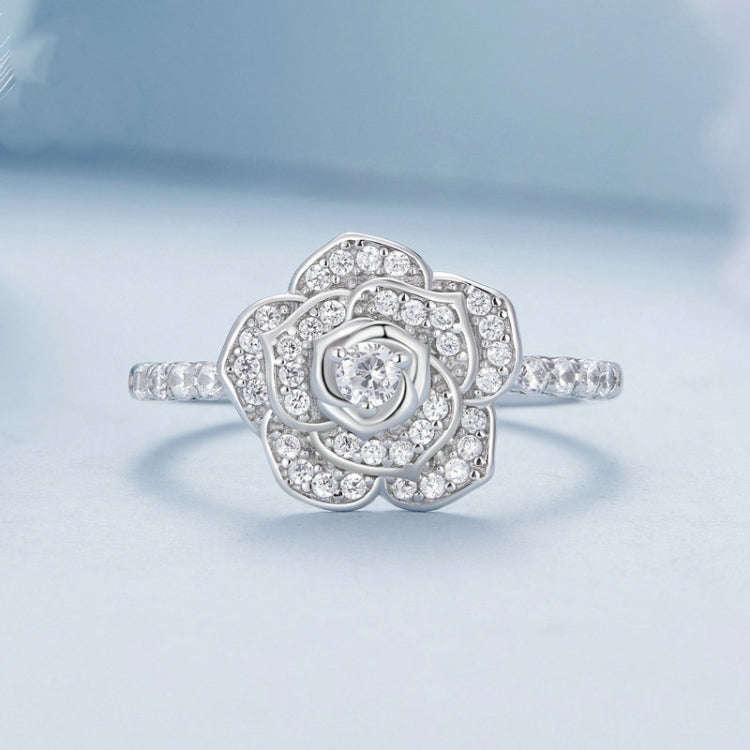 BSR449-6 S925 Sterling Silver  Zircon Rose Ring Hand Decoration