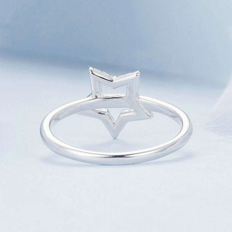 BSR450-7 S925 Sterling Silver  Hollow Star Ring Hand Decoration