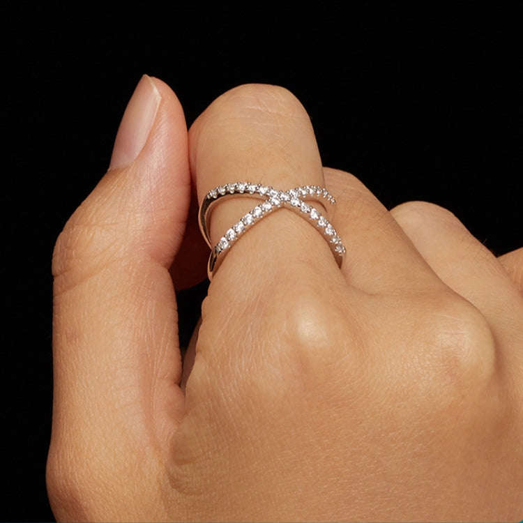 MSR036-6 S925 Sterling Silver  Dual Layer Moissanite Ring Hand Decoration
