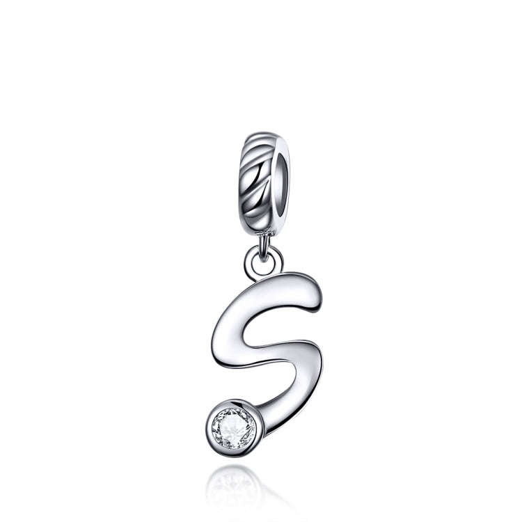 S925 Sterling Silver 26 English Letter Pendant DIY Bracelet Necklace Accessories, Style:S