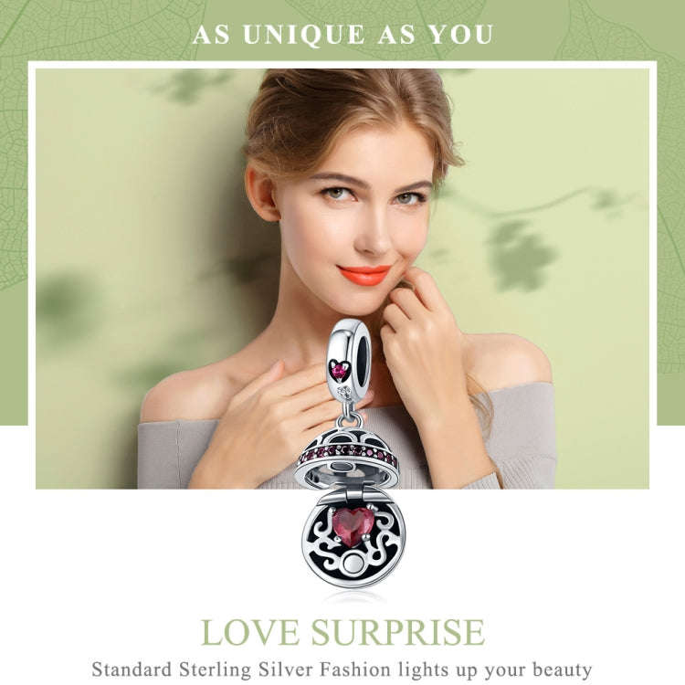 S925 Sterling Silver Love Surprise Pendant DIY Bracelet Necklace Accessories(Red)