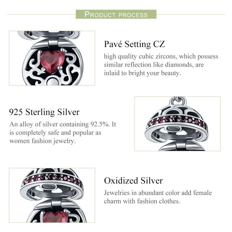 S925 Sterling Silver Love Surprise Pendant DIY Bracelet Necklace Accessories(Red)