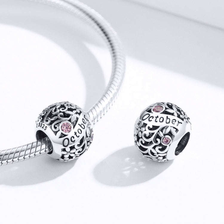 S925 Sterling Silver 12 Birthstone DIY Bracelet Necklace Accessories, Style:October