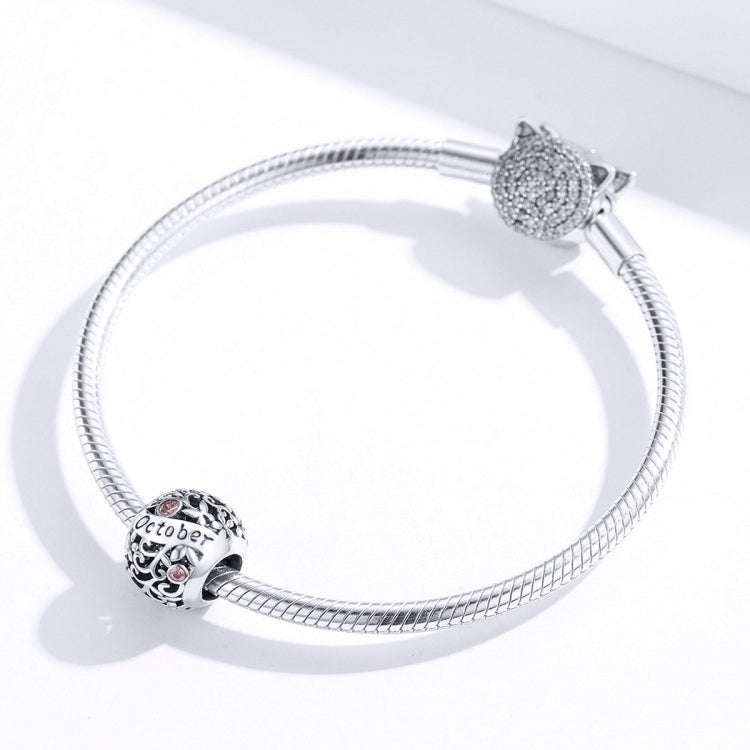 S925 Sterling Silver 12 Birthstone DIY Bracelet Necklace Accessories, Style:October
