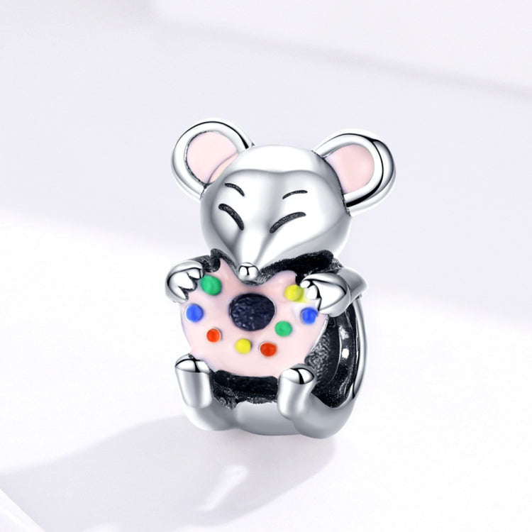 Pure Silver Beaded Mouse S925 Loose Beads DIY Bracelet Accessories