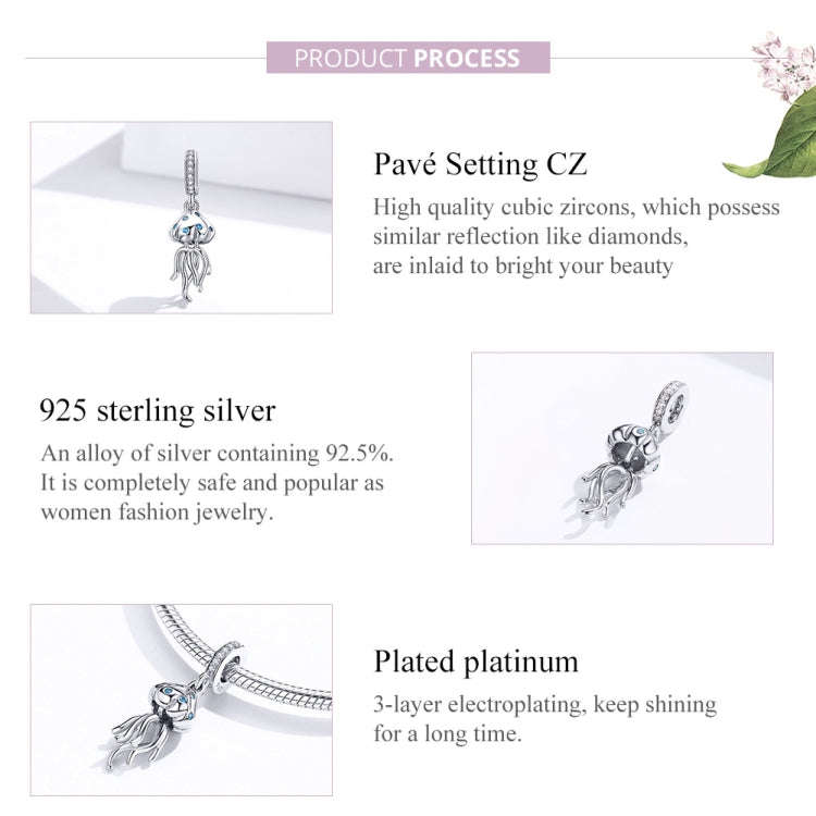 S925 Sterling Silver Jellyfish Pendant DIY Bracelet Necklace Accessories