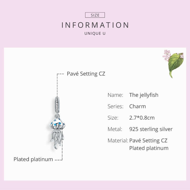 S925 Sterling Silver Jellyfish Pendant DIY Bracelet Necklace Accessories