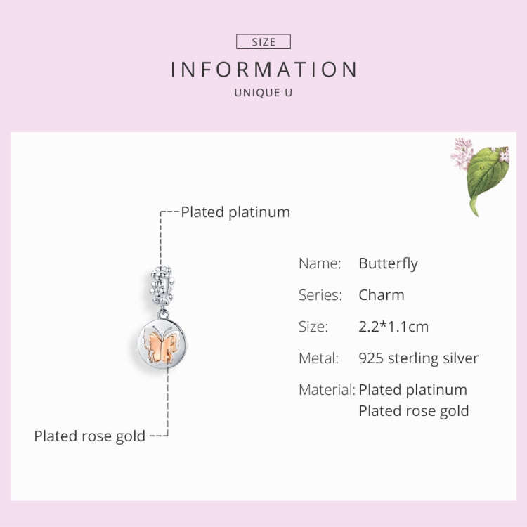 S925 Sterling Silver Gold Butterfly Pendant DIY Bracelet Necklace Accessories