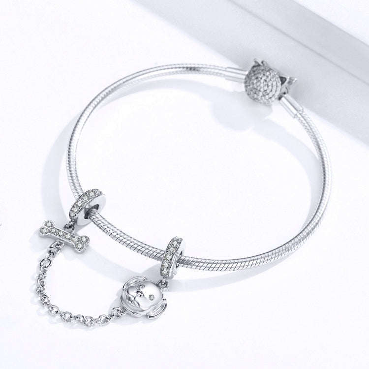 Sterling Silver S925 Pet Dog Beaded DIY Safety Chain Bracelet Accessories