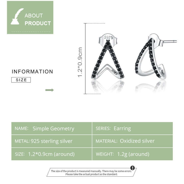 S925 Sterling Silver Simple Geometric Diamond Earrings