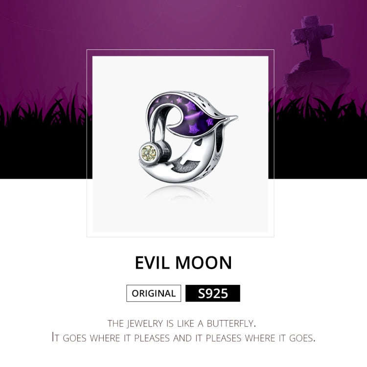 S925 Sterling Silver Halloween  Moon Beads DIY Bracelet Necklace Accessories