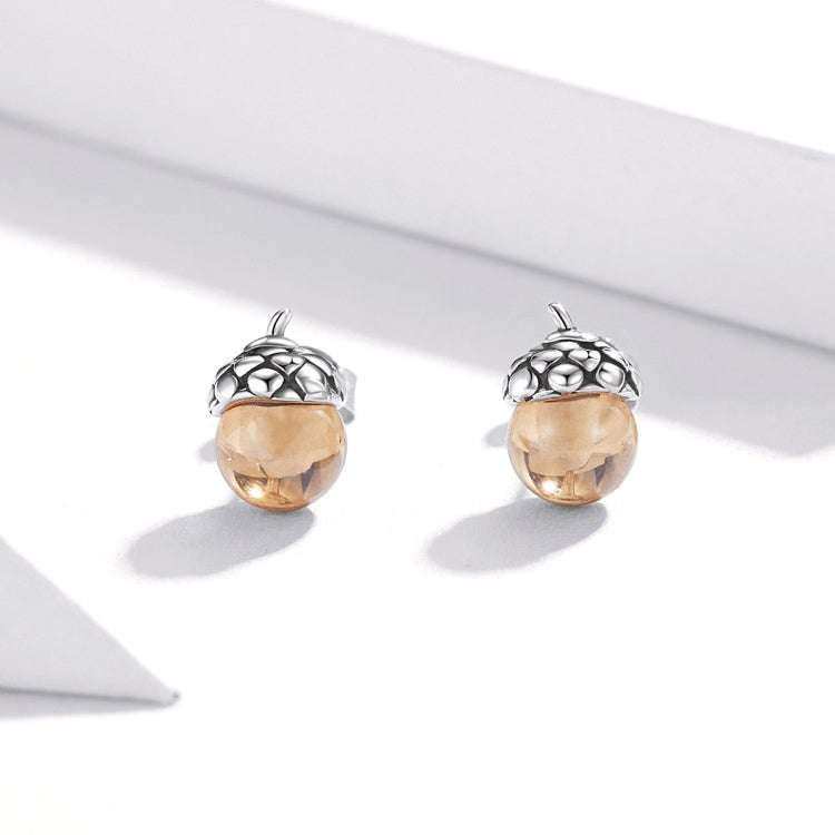 S925 Sterling Silver Oak Fruit Women Earrings Jewelry