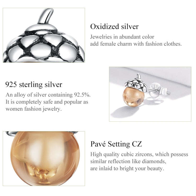 S925 Sterling Silver Oak Fruit Women Earrings Jewelry