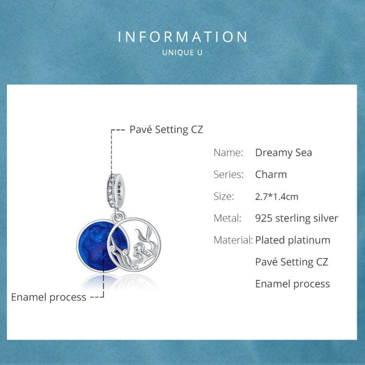 S925 Sterling Silver Fantasy Ocean Mermaid Pendant DIY Bracelet Necklace Accessories