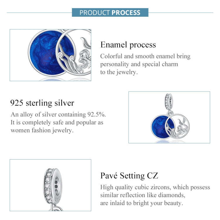 S925 Sterling Silver Fantasy Ocean Mermaid Pendant DIY Bracelet Necklace Accessories