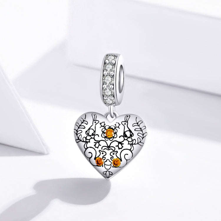 S925 Sterling Silver Vine Pine Cone Heart Shaped Squirrel Pendant DIY Bracelet Necklace Accessories